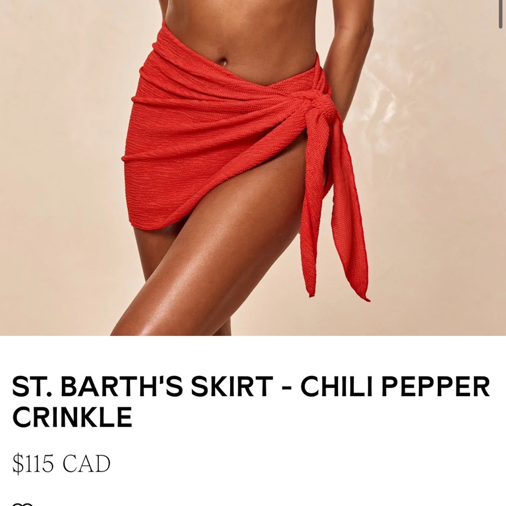 Red Crinkle Wrap Skirt